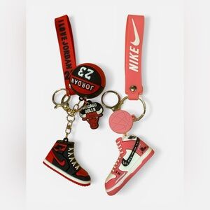 Nike Pink & Red Sneaker Keychain Duo with Basketball Charms (His&Hers)